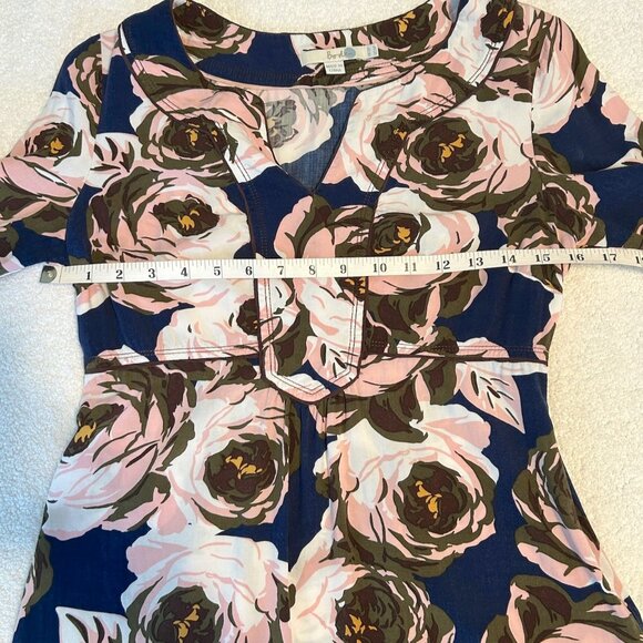 Boden mini dress/tunic in deep blue w pink floral SIZE 6P - Picture 9 of 12